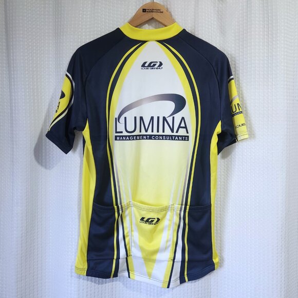 Louis Garneau Cycling Jersey Mens XL Short Sleeve 1/2 Zip Lumina Blue Yellow - Picture 2 of 9